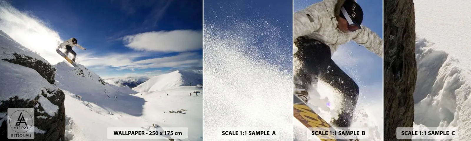 Muestra De Fotomural Standard Eco - Libertad sin fronteras - Snowboarding, Paisaje, Montañas - 100x30 cm