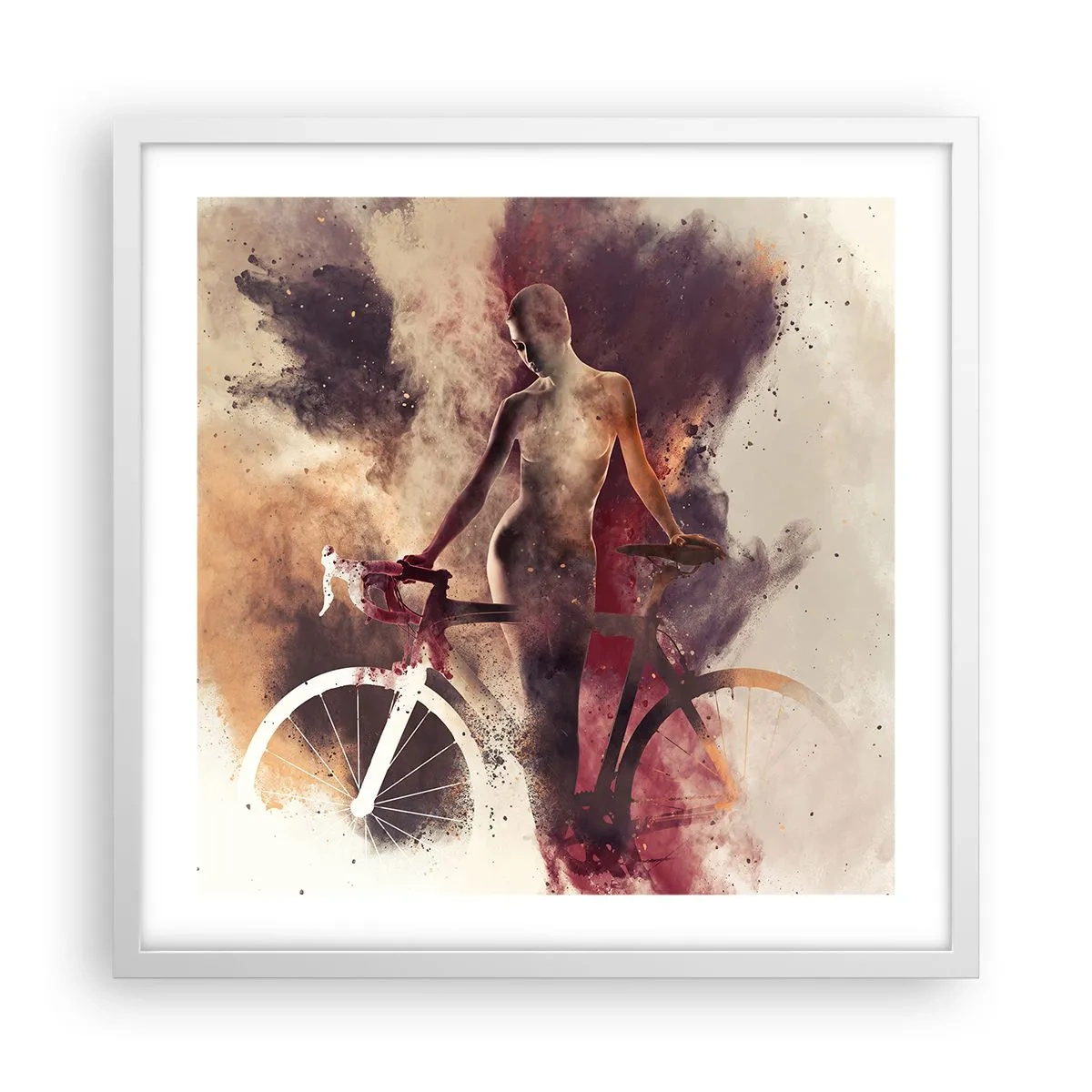 Póster en marco blanco - En las formas de mármol un alma ciclista - 50x50 cm