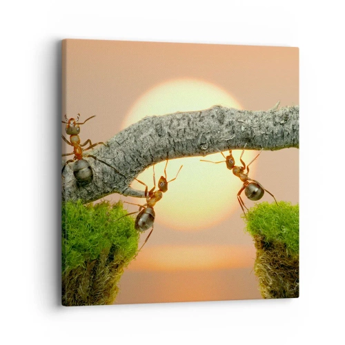 Cuadro sobre lienzo - Impresión de Imagen - Trabajar juntos con alegría - 40x40 cm