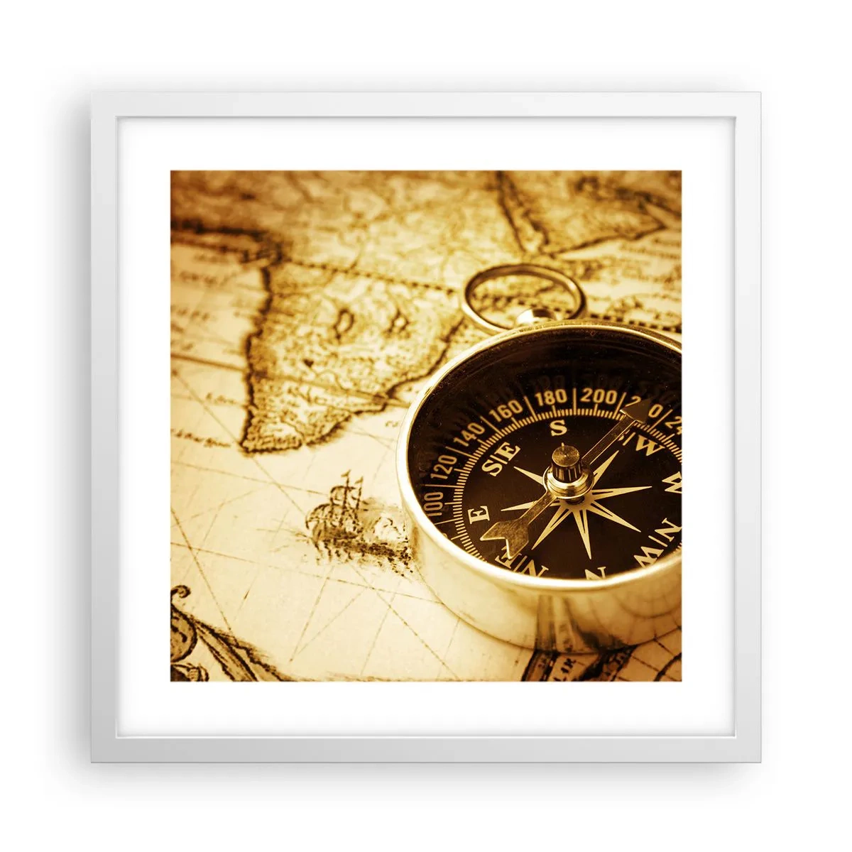 Póster en marco blanco - ¿Este u Oeste? - 40x40 cm