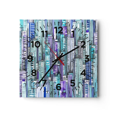 Reloj de pared - Reloj de vidrio - Azul del cielo - 40x40 cm