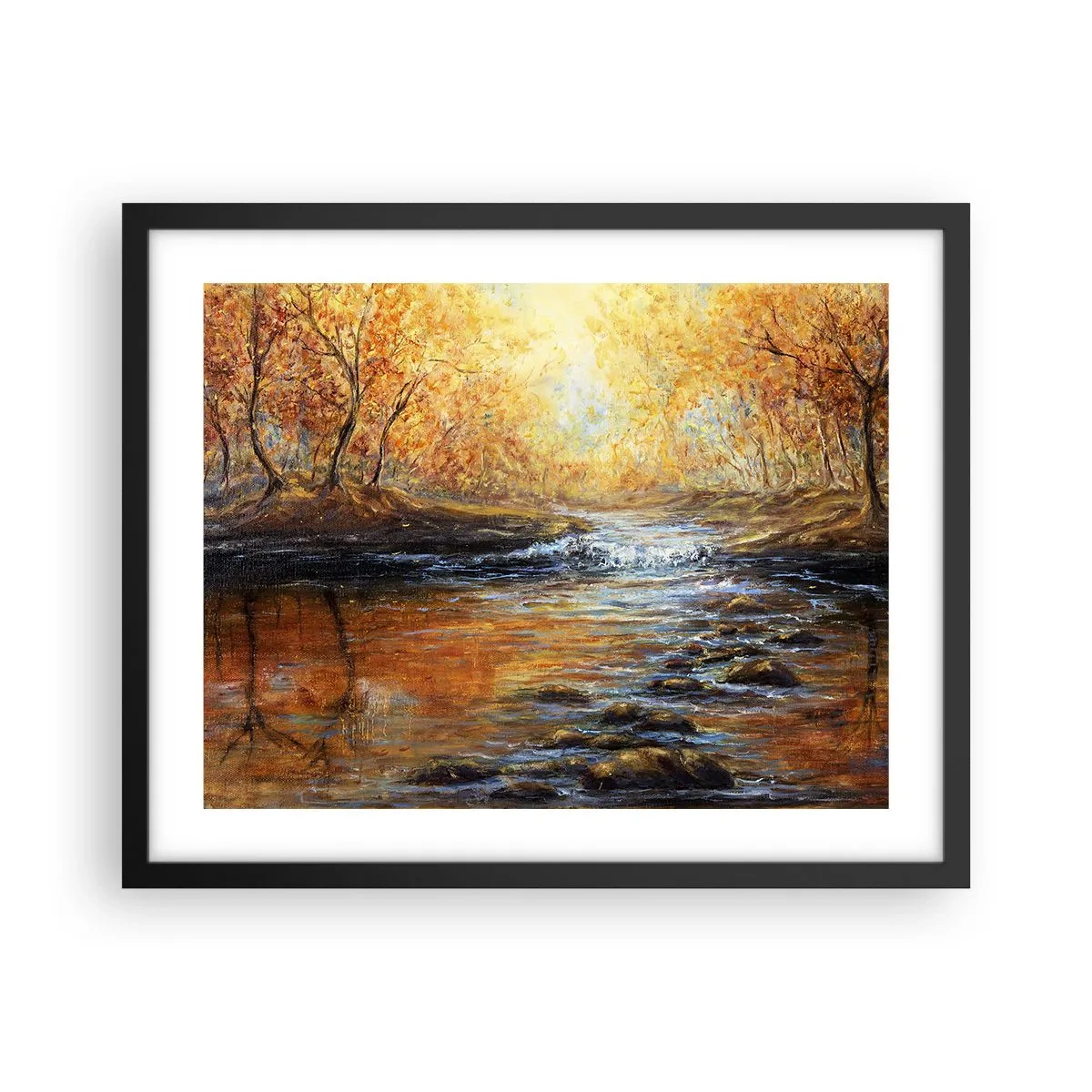 Póster en marco negro - Arroyo de oro - 50x40 cm