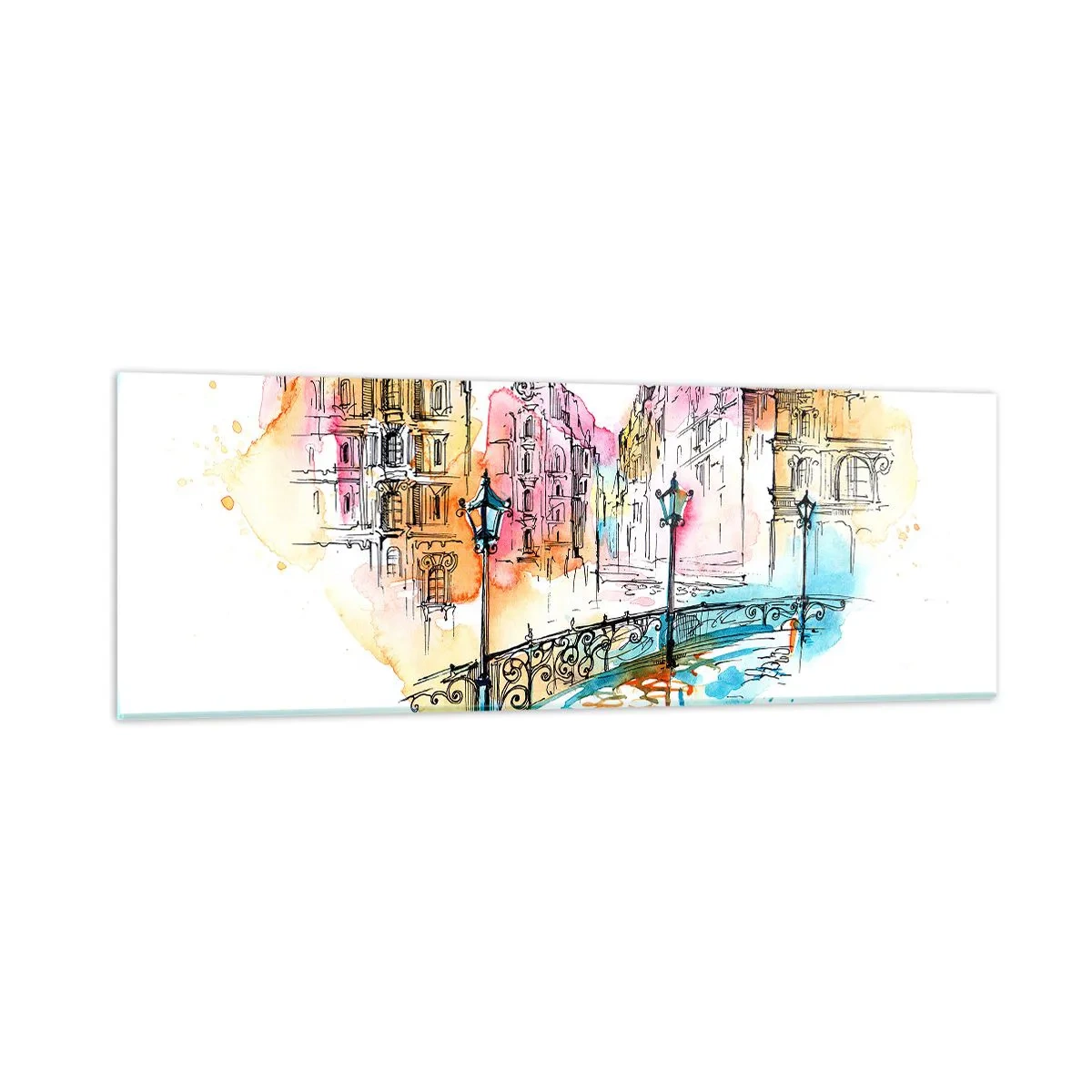 Cuadro sobre vidrio - Impresiones sobre Vidrio - El corazón de la ciudad - 90x30 cm