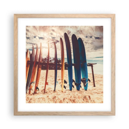 Póster en marco roble claro - Buenas noches, hasta mañana - 40x40 cm