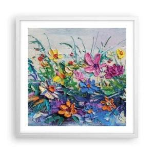 Póster en marco blanco - La energía de las flores - 50x50 cm