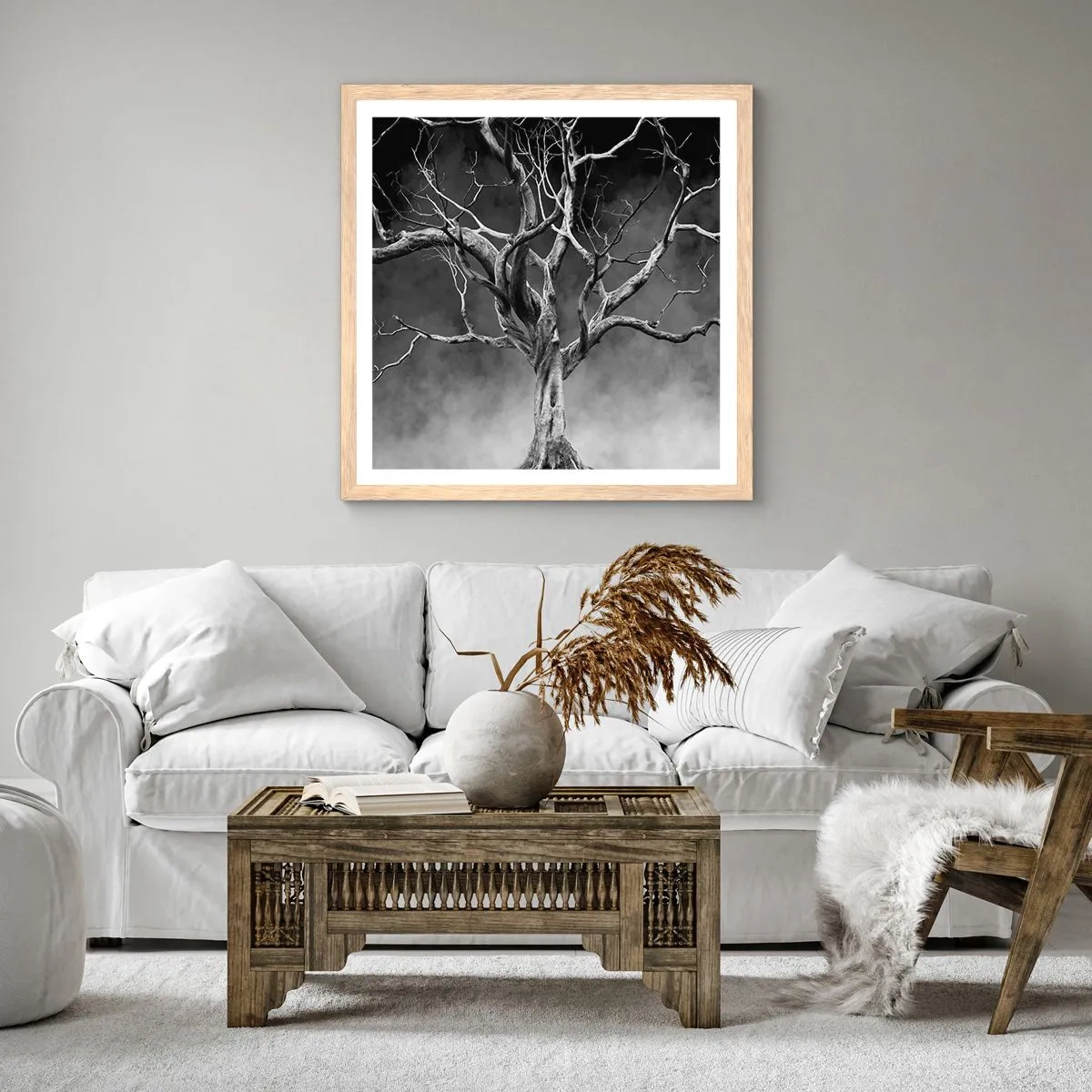 Póster en marco roble claro - Primordial y sagrado - 60x60 cm