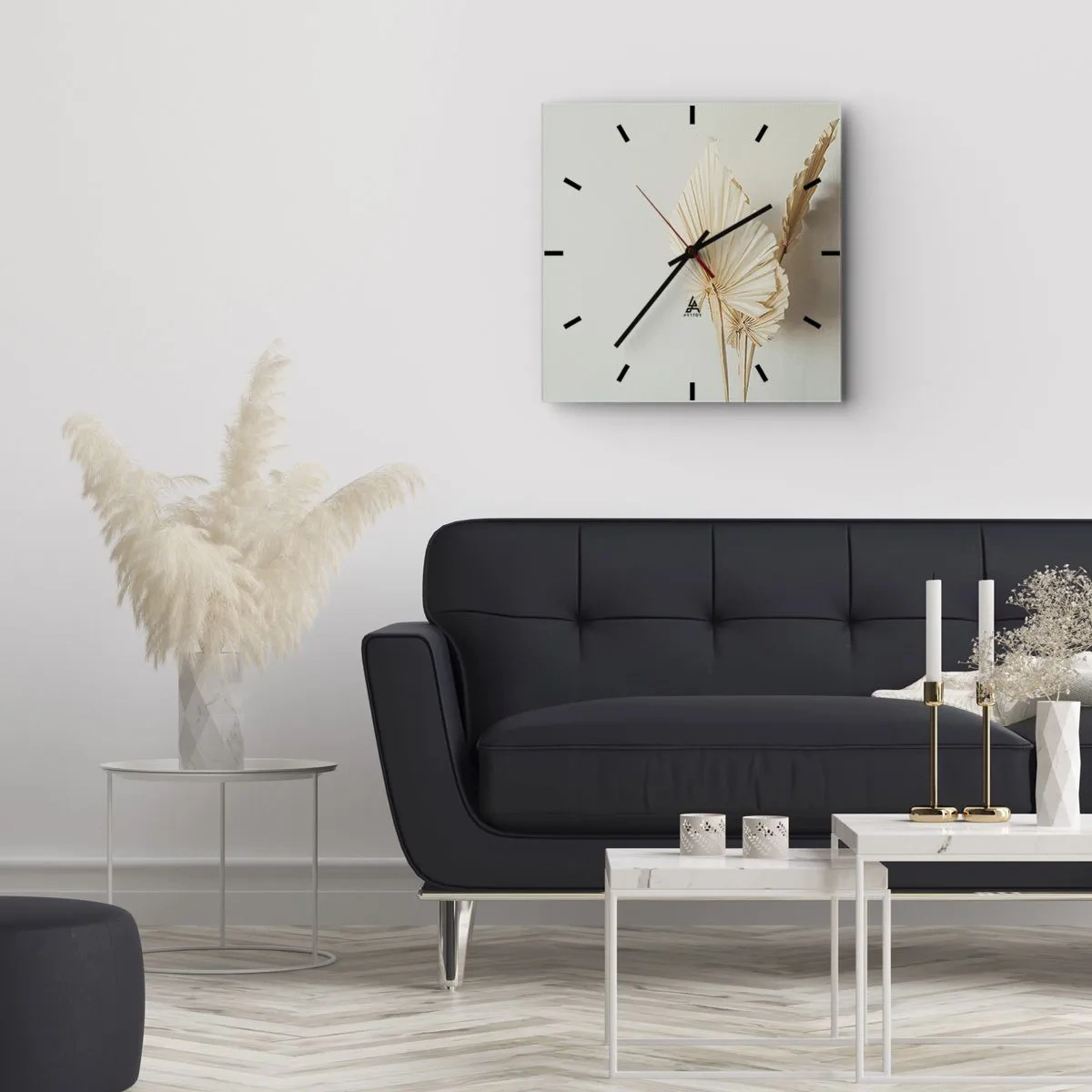 Reloj de pared - Reloj de vidrio - Armonía y consuelo - 30x30 cm