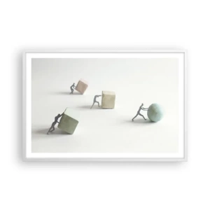 Póster en marco blanco - El avance de la geometría - 91x61 cm