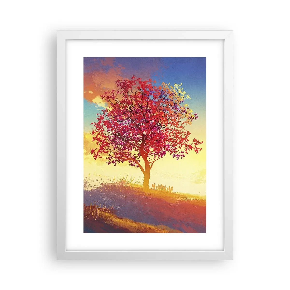 Póster en marco blanco - Un peregrino en su destino - 30x40 cm