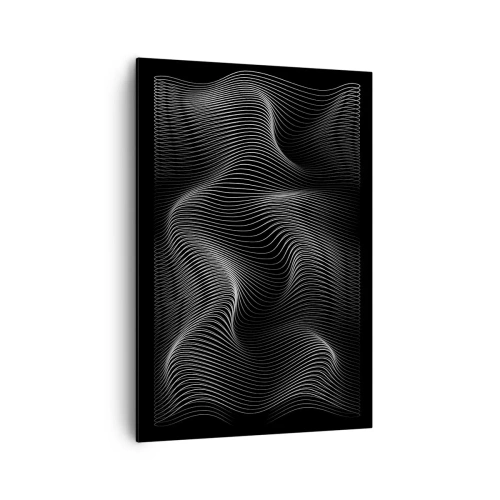 Cuadro sobre lienzo - Impresión de Imagen - Líneas blancas abstractas sobre un fondo negro - 70x100cm - La danza de la luz en el espacio - Decoración de pared moderna para salón y dormitorio ARTTOR