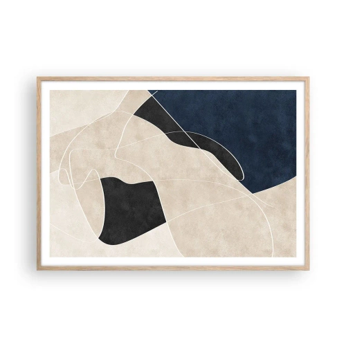 Póster en marco roble claro - Composición abstracta - contraste de colores - 100x70 cm