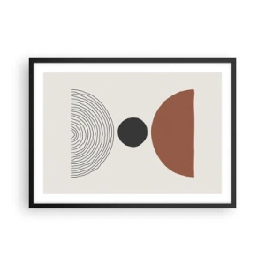Póster en marco negro - Figuras geométricas abstractas en colores cálidos. - 70x50cm - En el centro de la atención - Decoración de pared moderna para salón y dormitorio ARTTOR