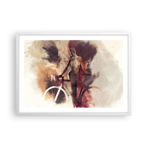 Póster en marco blanco - En las formas de mármol un alma ciclista - 70x50 cm
