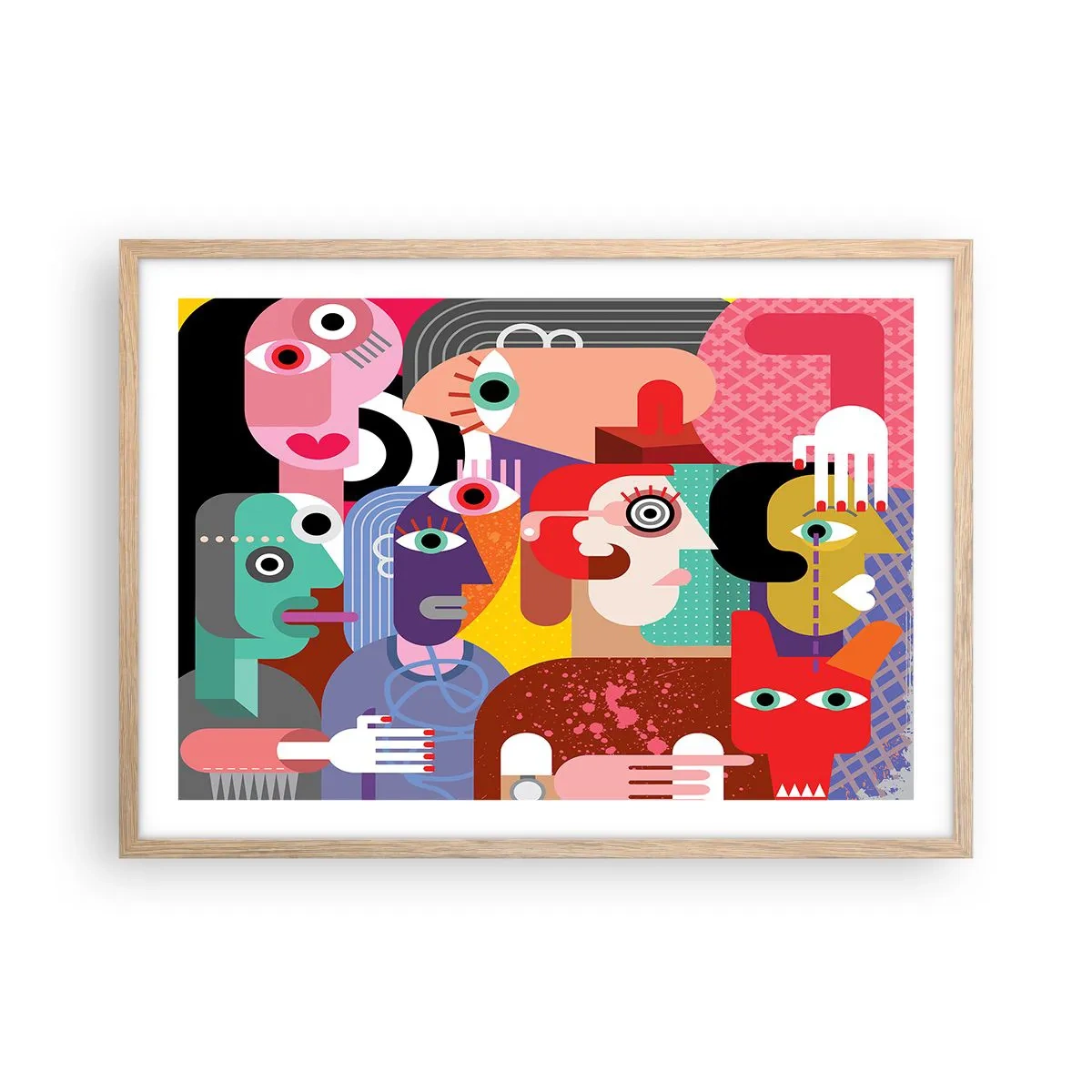 Póster en marco roble claro - Estilo Picasso - 70x50 cm
