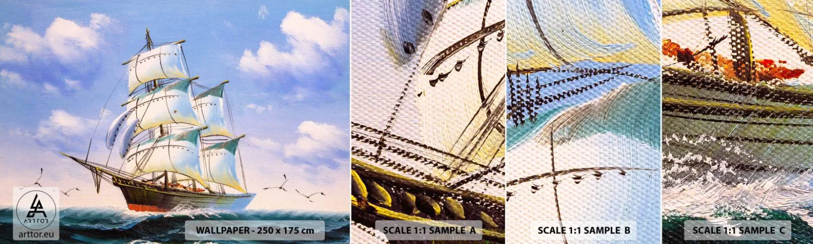 Muestra De Fotomural Standard Eco - Orgulloso con el viento - Náutico, Velero, Océano - 100x30 cm