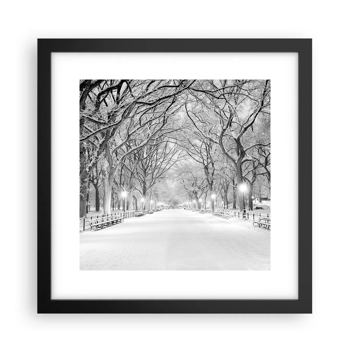 Póster en marco negro - Cuatro estaciones - invierno - 30x30 cm