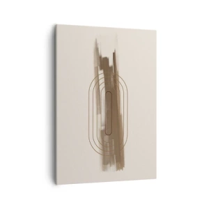 Cuadro sobre lienzo - Impresión de Imagen - Una composición minimalista en tonos beige y gris con un patrón geométrico. - 50x70cm - Un soplo de gris - Decoración de pared moderna para salón y dormitorio ARTTOR