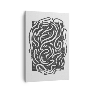 Cuadro sobre lienzo - Impresión de Imagen - Abstracción en blanco y negro en estilo geométrico. - 70x100cm - Abstracción: una danza de alegría - Decoración de pared moderna para salón y dormitorio ARTTOR