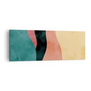 Cuadro sobre lienzo - Impresión de Imagen - Ondas abstractas en colores pastel - 140x50cm - Discordia compatible - Decoración de pared moderna para salón y dormitorio ARTTOR