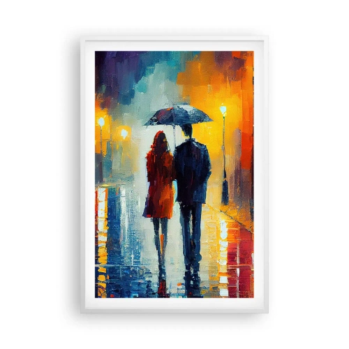 Póster en marco blanco - Juntos en una noche llena de color - 61x91 cm