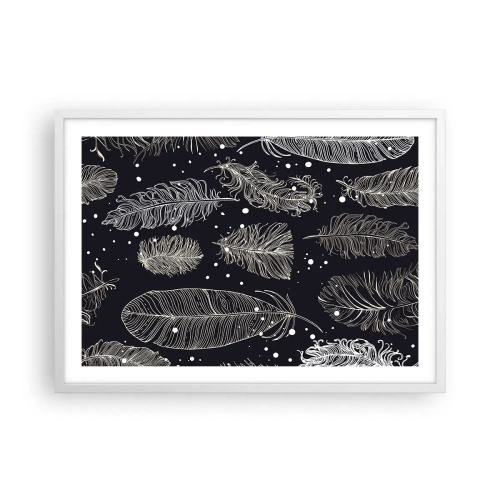 Póster en marco blanco - Encaje de plumas - 70x50 cm