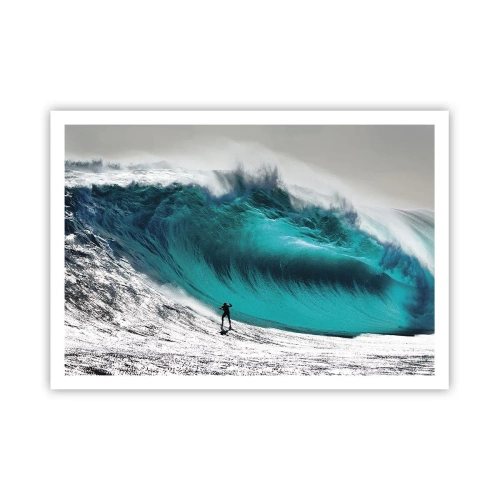 Póster - Surfista frente a una ola gigante - 100x70cm - Reto aceptado - Decoración de pared moderna para salón y dormitorio ARTTOR