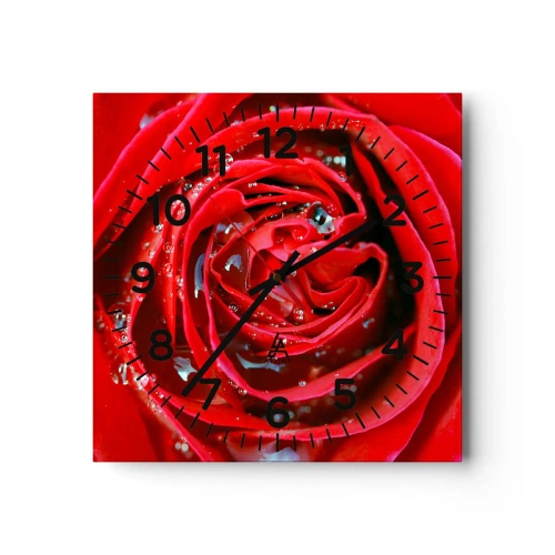 Reloj de pared - Reloj de vidrio - En gotas de rocío - 40x40 cm