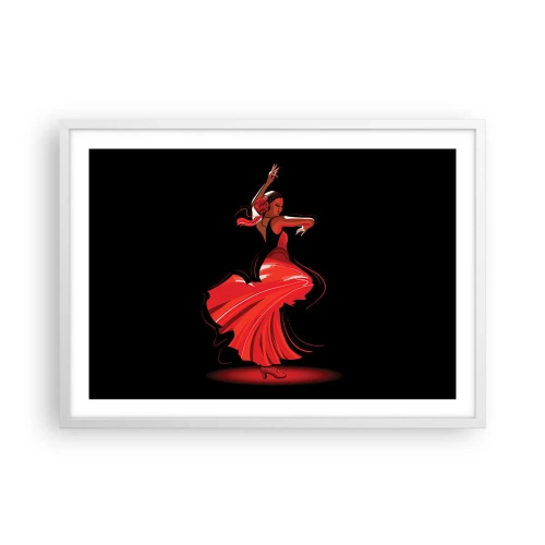 Póster en marco blanco - El espíritu ardiente del flamenco - 70x50 cm