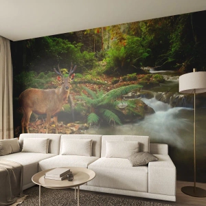 Fotomural Premium Canvas - Bienvenido a mi mundo - Paisaje, animales, Ciervo - 450x315 cm