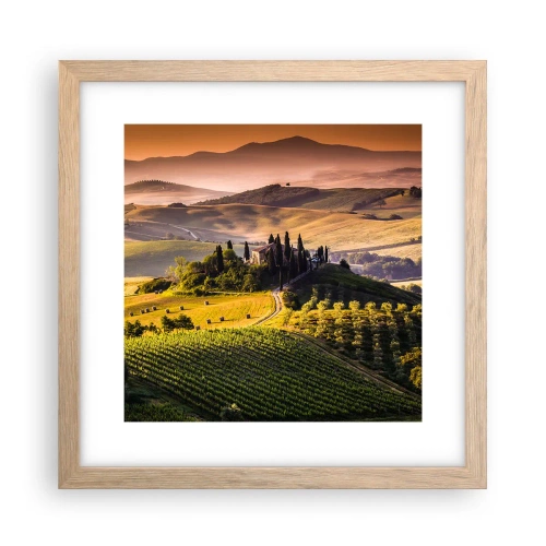 Póster en marco roble claro - Paisaje toscano - 30x30 cm