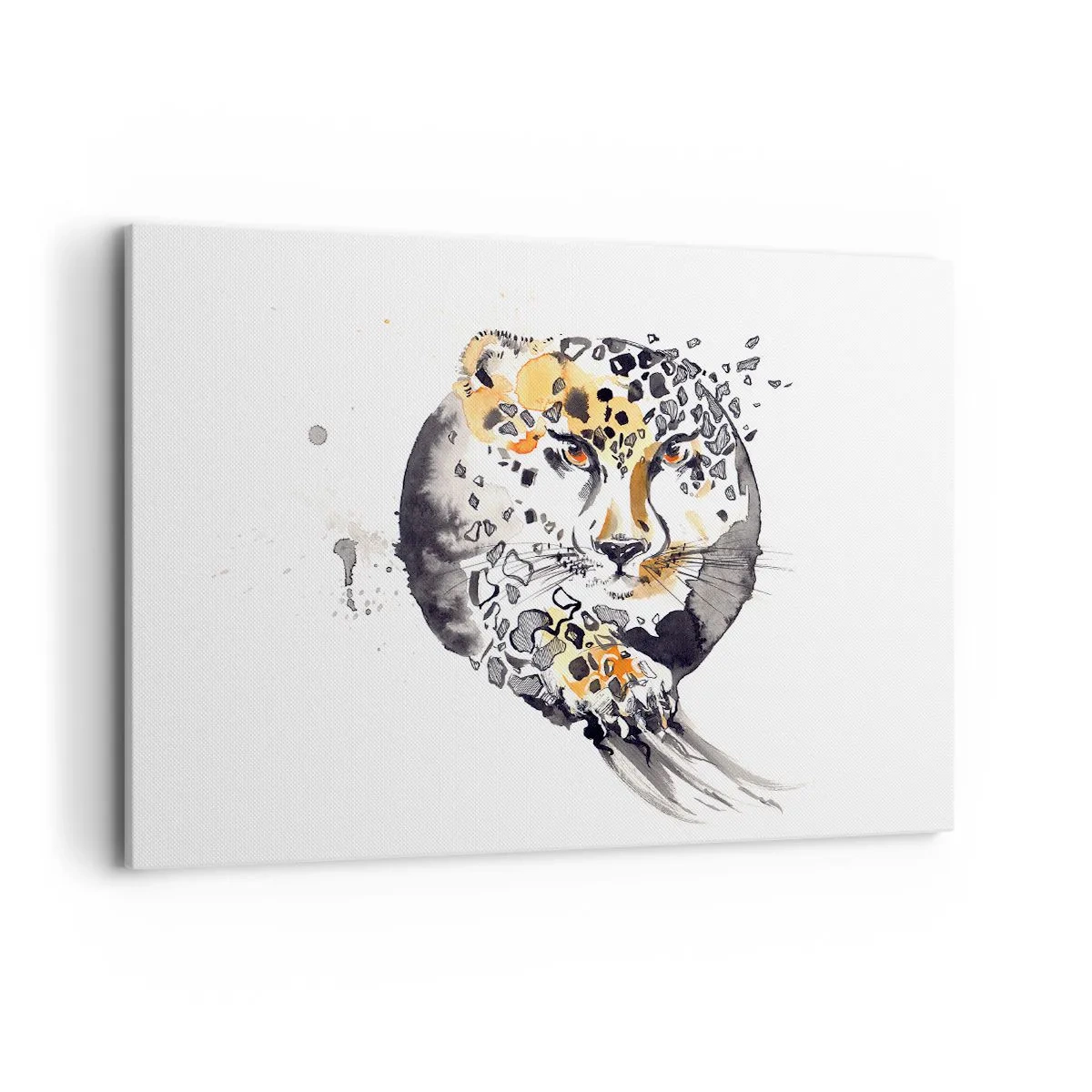 Cuadro sobre lienzo - Impresión de Imagen - Pintura artística de acuarela con motivo de guepardo. - 100x70cm - Belleza depredadora - Decoración de pared moderna para salón y dormitorio ARTTOR