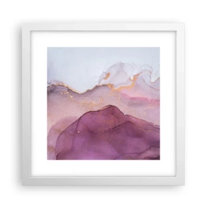 Póster en marco blanco - Olas de lila y púrpura - 30x30 cm