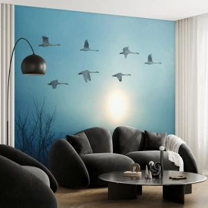 Fotomural personalizado Standard Eco - Adiós al verano por un año - Paisaje, Cigüeña, Aves
