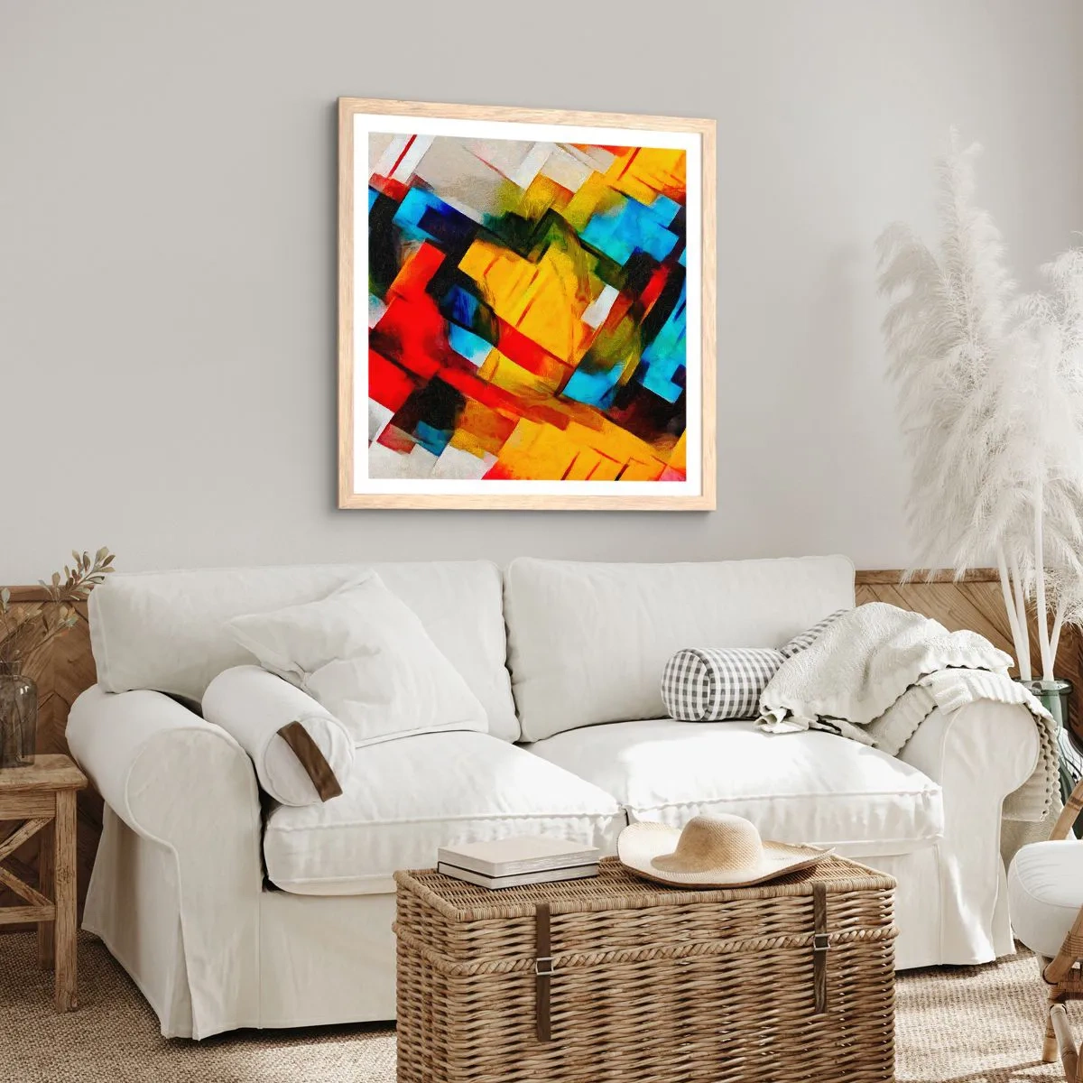 Póster en marco roble claro - Un popurrí multicolor - 50x50 cm