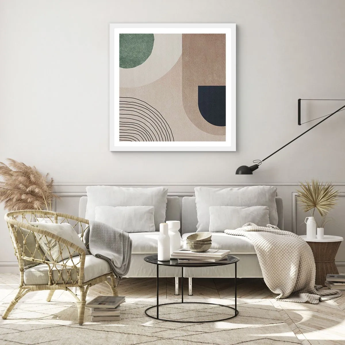 Póster en marco blanco - La delicadeza de un óvalo - 40x40 cm