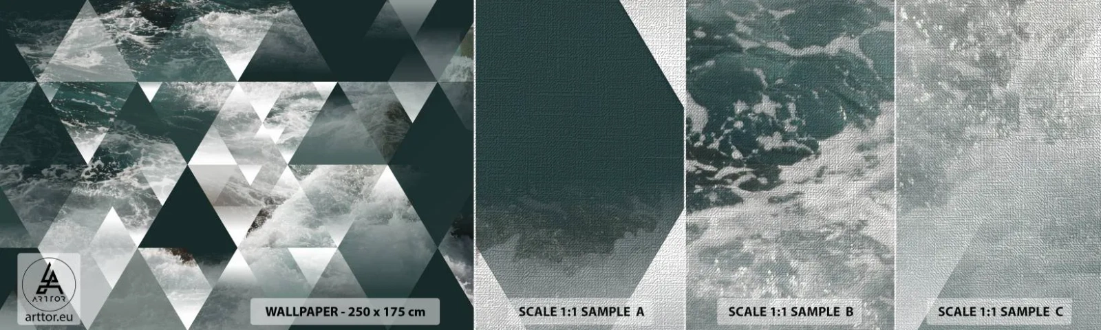 Muestra de fotomural Premium Canvas - Una perspectiva de cristal - Abstracción, Las olas del mar, Pedazo - 100x30 cm