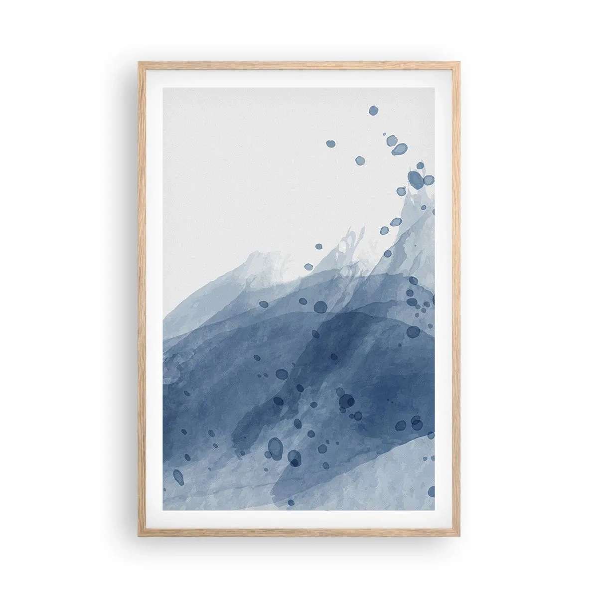 Póster en marco roble claro - Tul azul - 61x91 cm