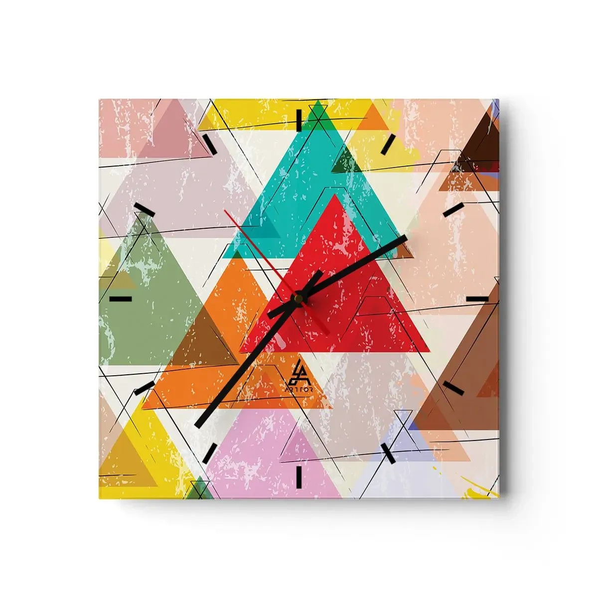 Reloj de pared - Reloj de vidrio - De tres en tres - 40x40 cm