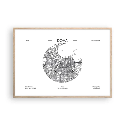 Póster en marco roble claro - Anatomía de Doha - 100x70 cm