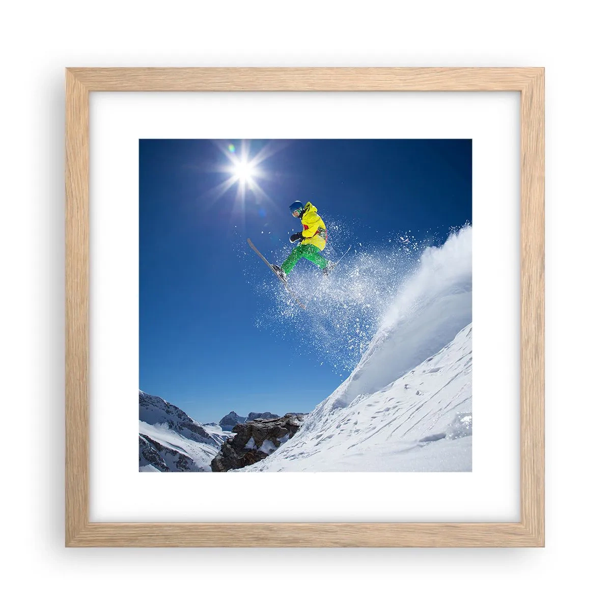 Póster en marco roble claro - Bailando con las montañas - 30x30 cm