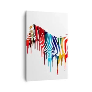 Cuadro sobre lienzo - Impresión de Imagen - Cebra abstracta en colores coloridos con efecto de pintura. - 80x120cm - No solo blanco y negro - Decoración de pared moderna para salón y dormitorio ARTTOR