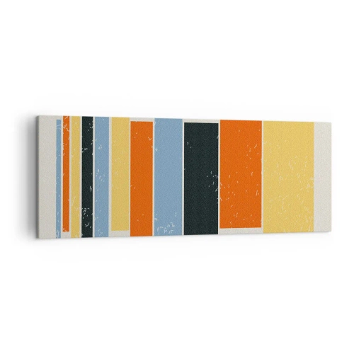 Cuadro sobre lienzo - Impresión de Imagen - Rectángulos coloridos en un arreglo moderno. - 140x50cm - Barras multicolor - Decoración de pared moderna para salón y dormitorio ARTTOR