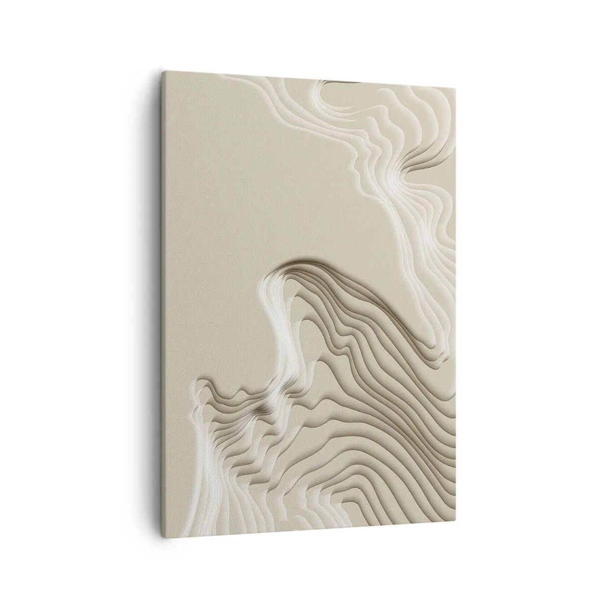 Cuadro sobre lienzo - Impresión de Imagen - Un patrón abstracto en tonos beige con efecto lineal. - 50x70cm - Topografía del arte - Decoración de pared moderna para salón y dormitorio ARTTOR