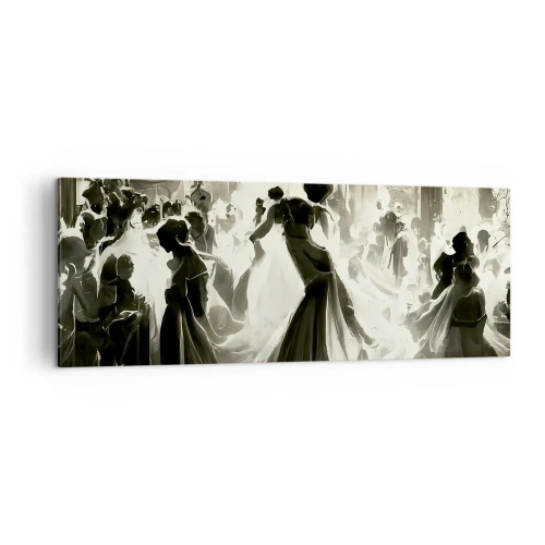Cuadro sobre lienzo - Impresión de Imagen - Balón de estilo retro en blanco y negro. - 140x50cm - Gran mascarada - Decoración de pared moderna para salón y dormitorio ARTTOR