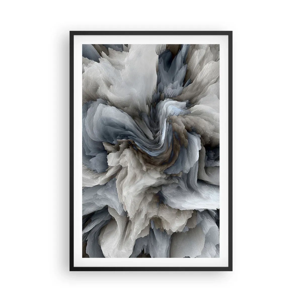 Póster en marco negro - Piedra y flor - 61x91 cm
