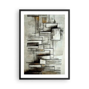 Póster en marco negro - Composición geométrica abstracta en tonos grises y negros. - 50x70cm - El poder de la sencillez - Decoración de pared moderna para salón y dormitorio ARTTOR