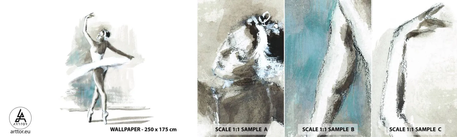 Muestra De Fotomural Standard Eco - Encantada por un cisne - Bailarina, Bailar, Ballet - 100x30 cm