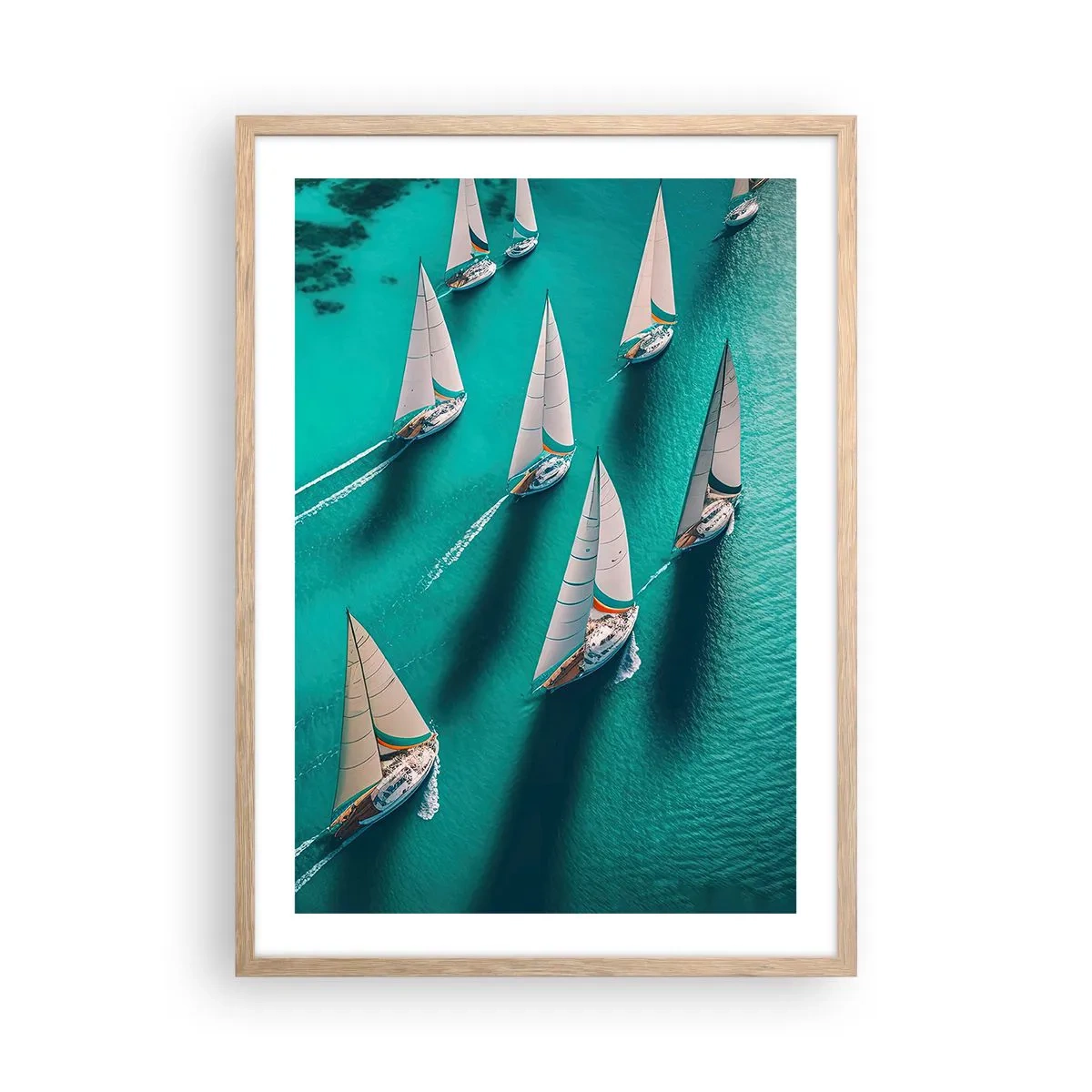 Póster en marco roble claro - En competición con el viento - 50x70 cm