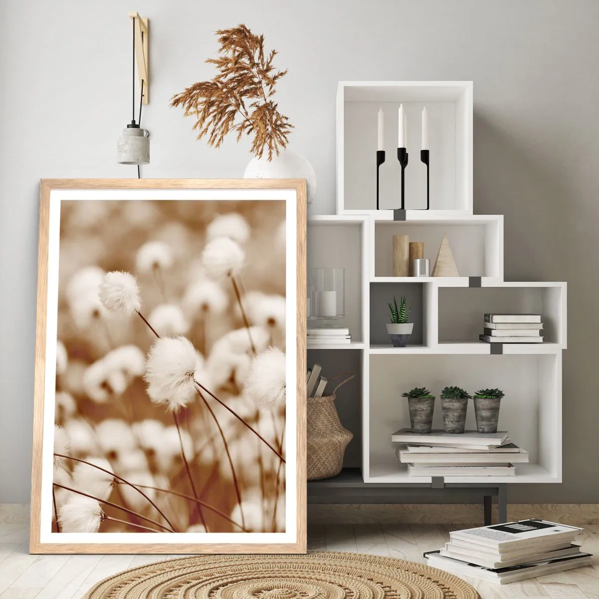 Póster en marco roble claro - Un mullido colchón - 70x100 cm