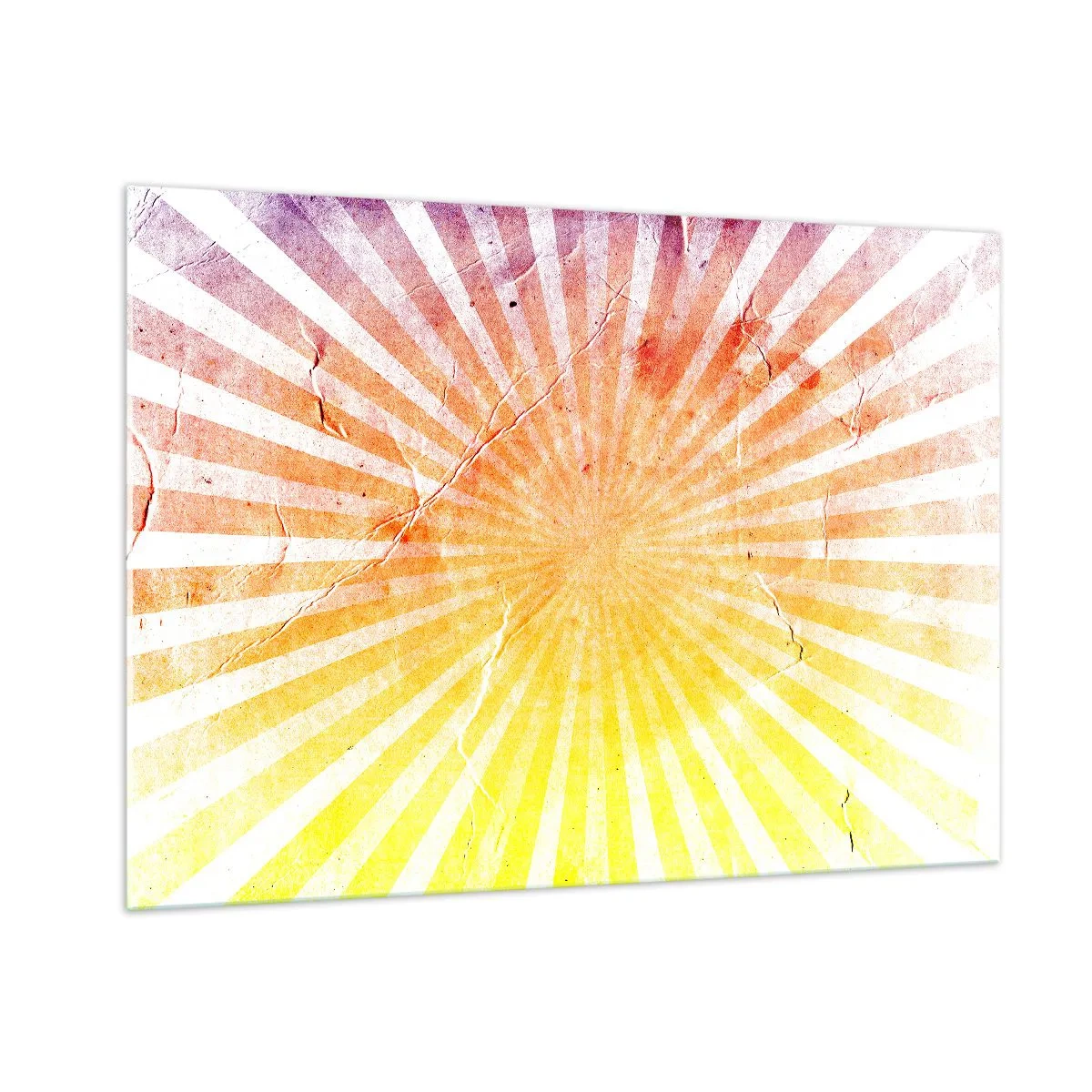 Cuadro sobre vidrio - Impresiones sobre Vidrio - Rayos del sol naciente o poniente en estilo retro - 100x70cm - Renacer del sol - Decoración de pared moderna para salón y dormitorio ARTTOR